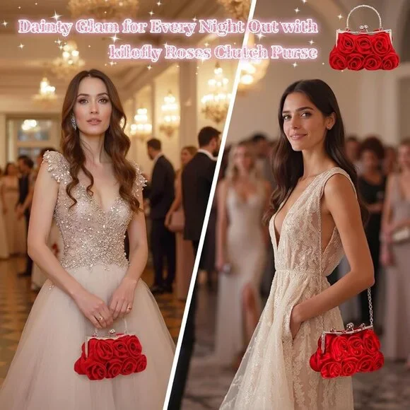 Stylish Red Satin Clutch with Detachable Strap - Perfect for Night Outs - Picture 6 of 7